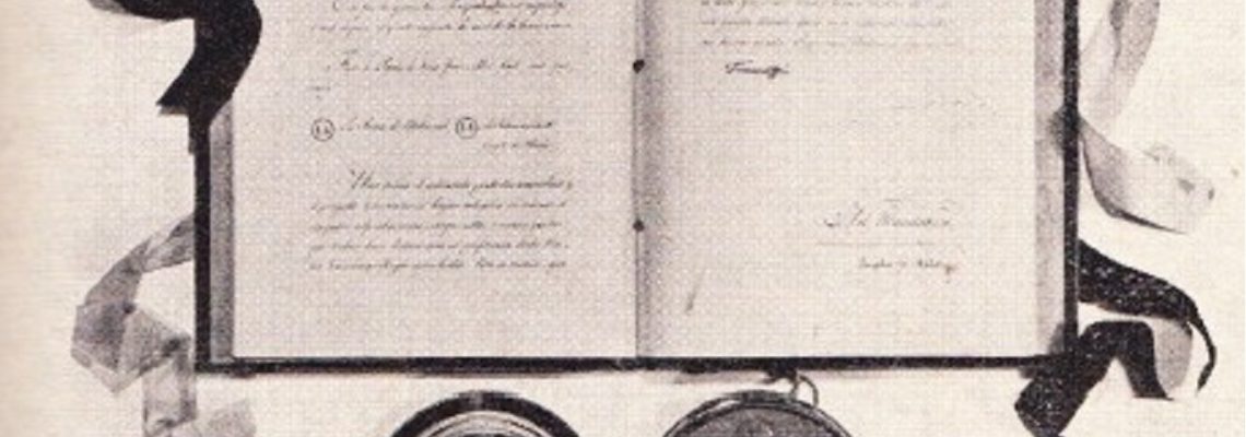 Das Foto zeigt die österreichische Ratifikationsurkunde zum Pariser Vertrag vom 3. Juni 1814, ausgestellt zu Wien, 24. Juni 1814. Infolge des Pariser Vertrages gehörte Aschaffenburg (und natürlich auch Kleinostheim) nun zu Bayern.