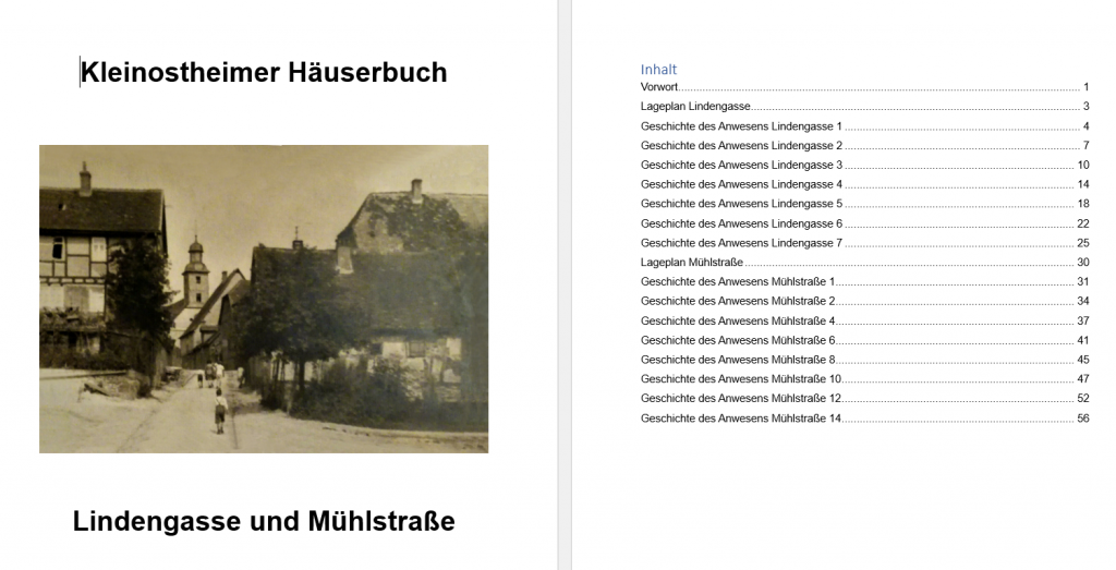 Häuserbuch Kleinostheim Lindengasse und Mühlgasse